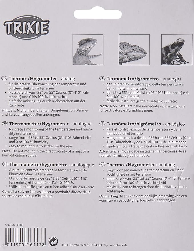 Trixie 76113 Thermo-/hygrometer, analoog, ø 7,5 cm